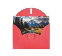 BROLEO Red Greeting Card grand teton national park Prints Perfect for Valentine's Day, Wedding Anniversary & Party Invitations