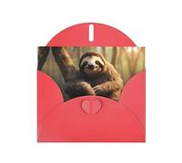 BROLEO Red Greeting Card Hug tree sloth Picture for Christmas, Children's Birthday, Valentine's Day, and Party Invitation