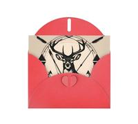 BROLEO Red Greeting Card Hunting Arrows Triangles Deer Prints Perfect for Valentine's Day, Wedding Anniversary & Party Invitations