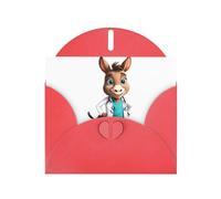 BROLEO Red Greeting Card Little Donkey Doctor Prints Perfect for Valentine's Day, Wedding Anniversary & Party Invitations
