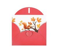 BROLEO Red Greeting Card Little squirrel on the maple tree Prints Perfect for Valentine's Day, Wedding Anniversary & Party Invitations