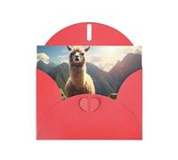 BROLEO Red Greeting Card Llama Prints Perfect for Valentine's Day, Wedding Anniversary & Party Invitations