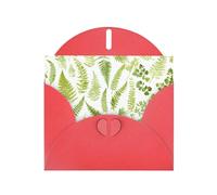 BROLEO Red Greeting Card Natural Plant Silhouette Fern Leaf Picture for Christmas, Children's Birthday, Valentine's Day, and Party Invitation