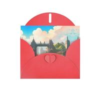 BROLEO Red Greeting Card Outside the Castle Gate Prints Perfect for Valentine's Day, Wedding Anniversary & Party Invitations