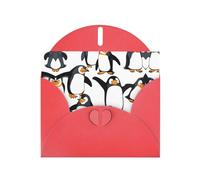 BROLEO Red Greeting Card penguin dabbing Picture for Christmas, Children's Birthday, Valentine's Day, and Party Invitation