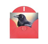 BROLEO Red Greeting Card Ravens Picture for Christmas, Children's Birthday, Valentine's Day, and Party Invitation