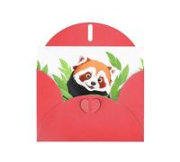 BROLEO Red Greeting Card Red panda surrounded by bamboo leaves Prints Perfect for Valentine's Day, Wedding Anniversary & Party Invitations