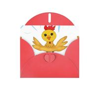 BROLEO Red Greeting Card rooster in the square Picture for Christmas, Children's Birthday, Valentine's Day, and Party Invitation