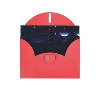 BROLEO Red Greeting Card Serene blue night view Prints Perfect for Valentine's Day, Wedding Anniversary & Party Invitations