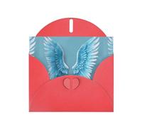 BROLEO Red Greeting Card Sky blue wings Prints Perfect for Valentine's Day, Wedding Anniversary & Party Invitations