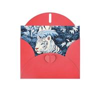 BROLEO Red Greeting Card snow white tiger Picture for Christmas, Children's Birthday, Valentine's Day, and Party Invitation