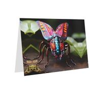 BROLEO Red Greeting Card Strange Insects Picture for Christmas, Children's Birthday, Valentine's Day, and Party Invitation