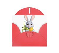 BROLEO Red Greeting Card The grey rabbit with a full harvest Prints Perfect for Valentine's Day, Wedding Anniversary & Party Invitations