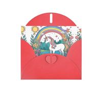 BROLEO Red Greeting Card Unicorns by the river Prints Perfect for Valentine's Day, Wedding Anniversary & Party Invitations