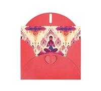 BROLEO Red Greeting Card yoga meditation Picture for Christmas, Children's Birthday, Valentine's Day, and Party Invitation