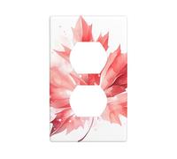 BROLEO Red Maple Leaf Printing Double Socket Wall Panel Decorative for Residential and Commercial Areas 4.5x2.76in