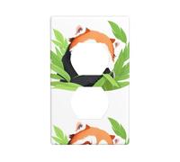 BROLEO Red Panda Surrounded by Bamboo Leaves Printing Double Socket Wall Panel Decorative for Residential and Commercial Areas 4.5x2.76in