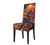 BROLEO Removable Dining Chair Covers Colorful Music Notes Picture - Soft, Comfortable, Wrinkle Resistant, No Ironing Needed Stretchable for Most Armless Chair