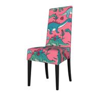 BROLEO Removable Dining Chair Covers Dinosaurs Roses Picture - Soft, Comfortable, Wrinkle Resistant, No Ironing Needed Stretchable for Most Armless Chair