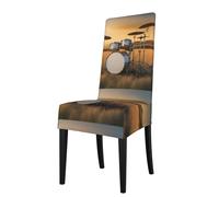 BROLEO Removable Dining Chair Covers Music Drum in Field Picture - Soft, Comfortable, Wrinkle Resistant, No Ironing Needed Stretchable for Most Armless Chair