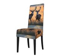 BROLEO Removable Dining Chair Covers Nature wild Animal Deers Picture - Soft, Comfortable, Wrinkle Resistant, No Ironing Needed Stretchable for Most Armless Chair
