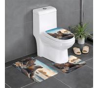 BROLEO Sea lion on the rocks printing Anti slip floor mat three piece set bathroom carpet anti slip durable