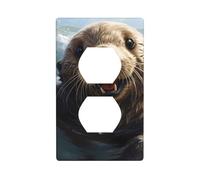 BROLEO Sea Otter Printing Double Socket Wall Panel Decorative for Residential and Commercial Areas 4.5x2.76in