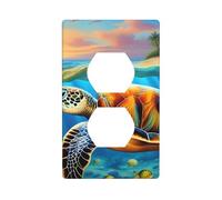 BROLEO Sea Turtles Diamond Painting Printing Double Socket Wall Panel Electrical Socket Cover Plate is Shatter Resistant and Durable 4.5x2.76in