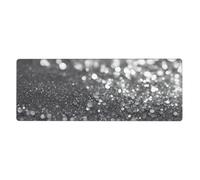 BROLEO Shiny Silver Glitter Printing Extra Large Mouse Pad, Computer Office Anti Slip Gaming Keyboard Thickened Version 12x31.5in