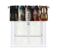 BROLEO Short Curtains with Valance Rod 54x18in 3 beer bottles Printed for Kitchen, Bathroom, bedroom, Studio, Fits Most Standard or Decorative Curtain Rods