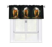 BROLEO Short Curtains with Valance Rod 54x18in Beer Bubble Prints for Kitchen, Bathroom, Laundry Room, Studio, Fits Most Standard or Decorative Curtain Rods