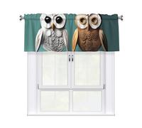 BROLEO Short Curtains with Valance Rod 54x18in Cute owls Printed for Kitchen, Bathroom, bedroom, Studio, Fits Most Standard or Decorative Curtain Rods