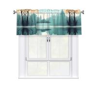 BROLEO Short Curtains with Valance Rod 54x18in Fallen leaves on a tranquil lake Printed for Kitchen, Bathroom, bedroom, Studio, Fits Most Standard or Decorative Curtain Rods