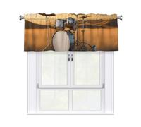 BROLEO Short Curtains with Valance Rod 54x18in Music Drum in Field Printed for Kitchen, Bathroom, bedroom, Studio, Fits Most Standard or Decorative Curtain Rods