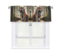 BROLEO Short Curtains with Valance Rod 54x18in Serious Tiger Prints for Kitchen, Bathroom, Laundry Room, Studio, Fits Most Standard or Decorative Curtain Rods