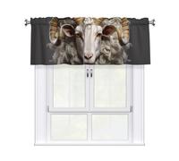 BROLEO Short Curtains with Valance Rod 54x18in Sheep Head Animal Printed for Kitchen, Bathroom, bedroom, Studio, Fits Most Standard or Decorative Curtain Rods