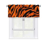 BROLEO Short Curtains with Valance Rod 54x18in tiger stripes orange Prints for Kitchen, Bathroom, Laundry Room, Studio, Fits Most Standard or Decorative Curtain Rods