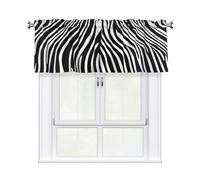 BROLEO Short Curtains with Valance Rod 54x18in Zebra Print Printed for Kitchen, Bathroom, bedroom, Studio, Fits Most Standard or Decorative Curtain Rods
