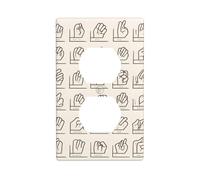 BROLEO Sign Language Alphabet Printing Double Socket Wall Panel Decorative for Residential and Commercial Areas 4.5x2.76in
