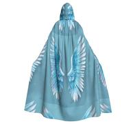 BROLEO Sky Blue Wings Prints Halloween Adult Hooded Cape Cloak No Zipper, Comfortable For Costume Parties