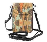 BROLEO Small Cell Phone Purse 7.6x4.9in African Elephant Prints Leather Crossbody Flap Phone Case For Women, Perfect For Walking, Camping