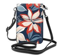 BROLEO Small Cell Phone Purse 7.6x4.9in America Patriotic Flower Prints Leather Crossbody Flap Phone Case For Women, Perfect For Walking, Camping