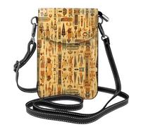 BROLEO Small Cell Phone Purse 7.6x4.9in Ancient Egypt Tribe Series Prints Leather Crossbody Flap Phone Case For Women, Perfect For Walking, Camping
