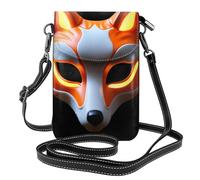 BROLEO Small Cell Phone Purse 7.6x4.9in Burning Fox Mask Prints Leather Crossbody Flap Phone Case For Women, Perfect For Walking, Camping