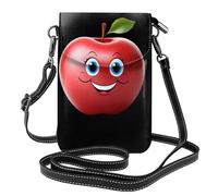 BROLEO Small Cell Phone Purse 7.6x4.9in Cute Red Apple Prints Leather Crossbody Flap Phone Case For Women, Perfect For Walking, Camping