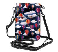 BROLEO Small Cell Phone Purse 7.6x4.9in Hot Air Balloons In The Clouds Prints Leather Crossbody Flap Phone Case For Women, Perfect For Walking, Camping
