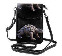 BROLEO Small Cell Phone Purse 7.6x4.9in Huge Ankylosaur Prints Leather Crossbody Flap Phone Case For Women, Perfect For Walking, Camping