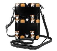 BROLEO Small Cell Phone Purse 7.6x4.9in Kitten Guarding The Courier Prints Leather Crossbody Flap Phone Case For Women, Perfect For Walking, Camping