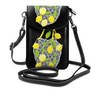 BROLEO Small Cell Phone Purse 7.6x4.9in Lemons Falling From The Net Bag Prints Leather Crossbody Flap Phone Case For Women, Perfect For Walking, Camping