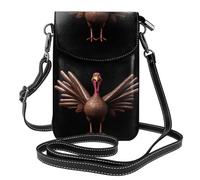 BROLEO Small Cell Phone Purse 7.6x4.9in Leonardo_Vision_Xl_Turkey_With_Wings_Spread_3 Prints Leather Crossbody Flap Phone Case For Women, Perfect For Walking, Camping